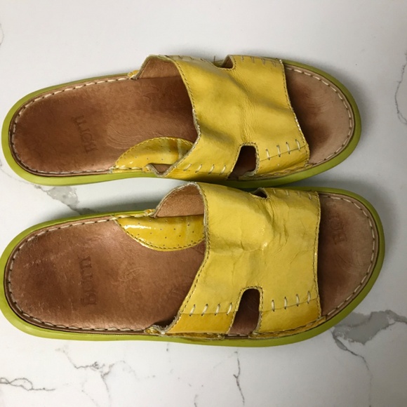 Born Slip on Yellow Leather Sandal EU 36 Women Shoes - Picture 2 of 9